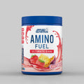 White and blue Amino Fuel tub with red fruit splash and mixed fruit.
