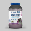 Beef Mass Gainer 3.13kg by Applied Nutrition in blackcurrant flavor, featuring 42g beef protein isolate per serving for muscle gain and recovery.