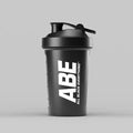 Black ABE shaker bottle with white text on a light gray background.