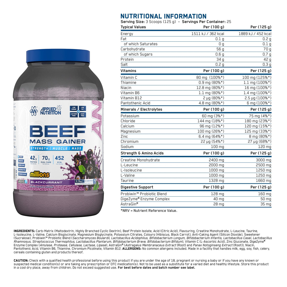 Master Muscles | BEEF MASS GAINER 3.13KG | بيف ماس جينر (3.13 كجم) - أبلايد نيوتريشن | بروتين، مكملات غذائية
