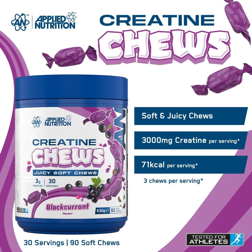 Master Muscles | Creatine Chews 90 Soft Chews – 30 Servings | Applied Nutrition | كرياتين قابل للمضغ 90 قطعة - 30 حصة | أبلايد نيوتريشن | بروتين، مكملات غذائية