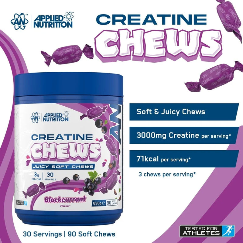Master Muscles | Creatine Chews 90 Soft Chews – 30 Servings | Applied Nutrition | كرياتين قابل للمضغ 90 قطعة - 30 حصة | أبلايد نيوتريشن | بروتين، مكملات غذائية
