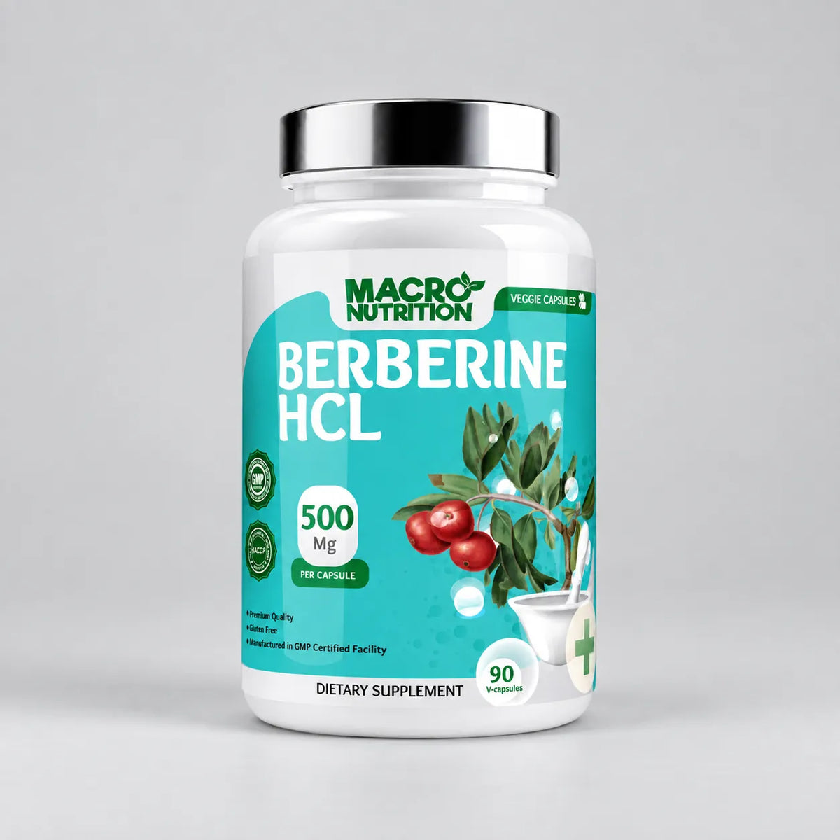Master Muscles | Berberine HCL 500mg - 90 Veg Capsules (90 Servings) | بروتين، مكملات غذائية