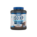 Dark brown Applied Nutrition ISO-XP 2kg chocolate protein powder tub with blue lid.
