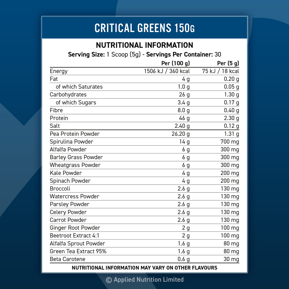 Master Muscles | CRITICAL GREENS 150G (FLAVOURED) | كريتيكال جرينز (150 جرام) مع نكهات - أبلايد نيوتريشن | بروتين، مكملات غذائية