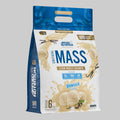 White and blue Applied Nutrition Critical Mass 6kg vanilla gainer bag.