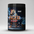 Black Tiger Pump supplement tub with a fierce tiger and lightning.