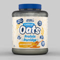 Large grey tub of Critical Oats Protein Porridge with blue lid and cream label.