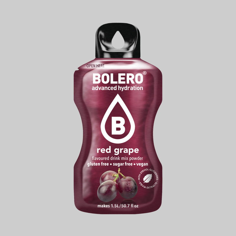 Master Muscles | Sugar-Free Hydration Drink Powder (9g) | BOLERO® 1 Piece / Red Grape | بودرة المشروب المنعش خالية السكر (9 جم) | بوليرو 1 Piece / Red Grape | بروتين، مكملات غذائية